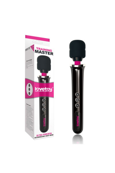 Черный вибростимулятор Training Master Ultra Powerful Rechargeable Body Wand - 30,5 см.