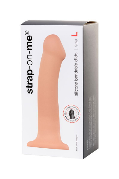 Телесный фаллос на присоске Silicone Bendable Dildo L - 19 см.