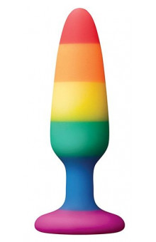 Разноцветная анальная втулка RAINBOW ANAL PLUG SMALL - 11 см.