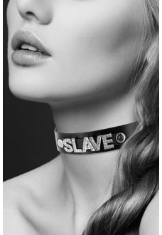 Чокер с надписью COLLIER STRASS SLAVE CUIR BOVIN