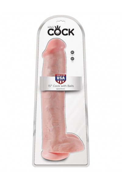 Телесный фаллоимитатор-гигант 15  Cock with Balls - 40,6 см.