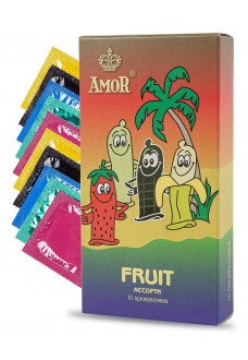 Ароматизированные презервативы AMOR Fruit  Яркая линия  - 10 шт.