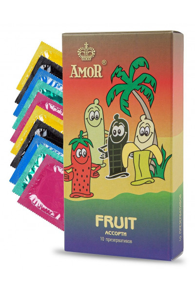 Ароматизированные презервативы AMOR Fruit  Яркая линия  - 10 шт.