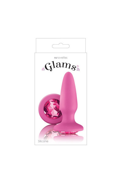 Розовая анальная пробка с розовым кристаллом Glams Pink Gem - 10,4 см.