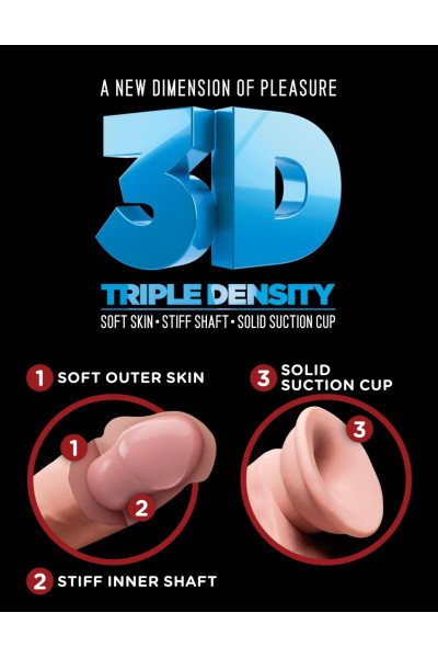 Телесный фаллоимитатор на присоске 8  Triple Density Fat Cock with Balls  - 24,1 см.