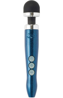 Синий беспроводной вибратор Doxy Die Cast 3R Rechargeable Wand - 28 см.