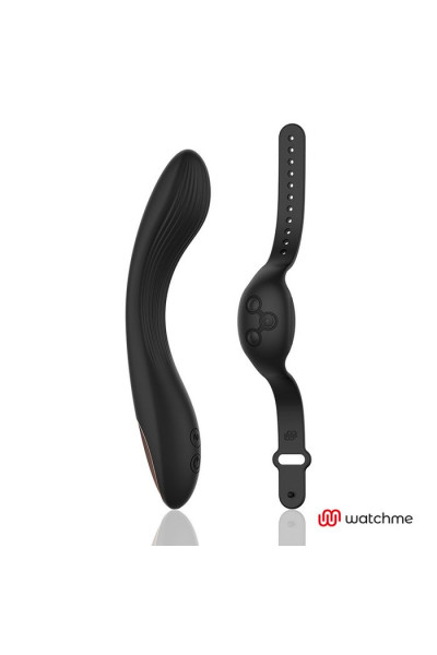 Черный вибратор с пультом-часами Anne s Desire Curve G-Spot Vibe Wireless Watchme - 20,5 см.