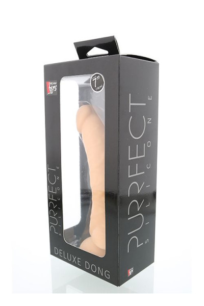 Телесный фаллоимитатор на присоске PURRFECT SILICONE DELUXE DONG 7INCH - 18 см.