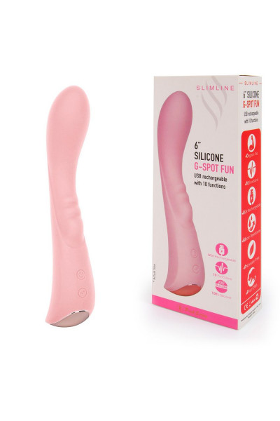 Нежно-розовый вибромассажер 6  Silicone G-Spot Fun - 19,1 см.