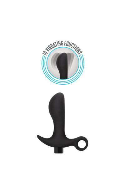 Черный анальный вибратор Silicone Vibrating Prostate Massager 01 - 10,8 см.