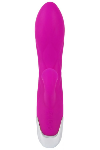 Лиловый вибратор-кролик Super Soft Silicone Sucking Vibrator - 20 см.