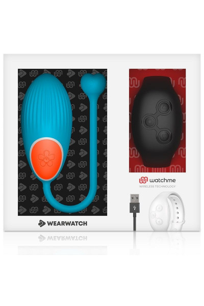 Голубое виброяйцо с черным пультом-часами Wearwatch Egg Wireless Watchme