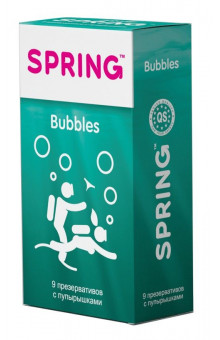 Презервативы SPRING BUBBLES с пупырышками - 9 шт.