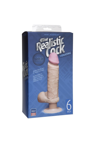 Вибромассажер-реалистик на присоске The Realistic Cock ULTRASKYN Vibrating 6”- 21,6 см.