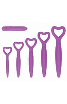 Набор фиолетовых вагинальных расширителей с вибропулей Silicone Vaginal Dilator Set