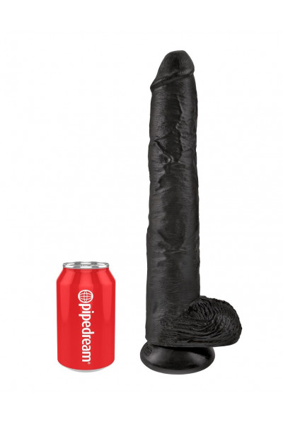 Чёрный фаллоимитатор-гигант 14  Cock with Balls - 37,5 см.