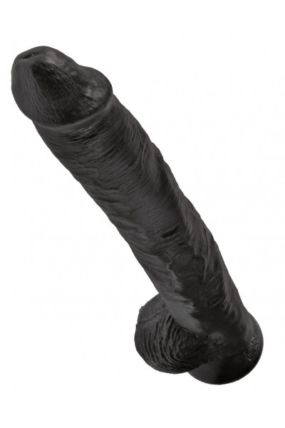 Чёрный фаллоимитатор-гигант 14  Cock with Balls - 37,5 см.