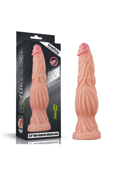 Телесный фаллоимитатор 9.5 Dual layered Platinum Silicone Cock - 24,5 см.