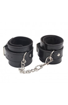 Черные оковы на ноги Obey Me Leather Ankle Cuffs