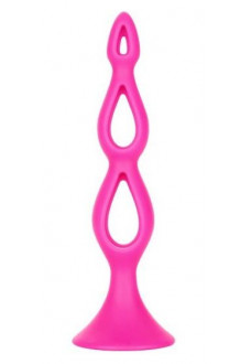 Розовая анальная елочка Silicone Triple Probe - 14,5 см.