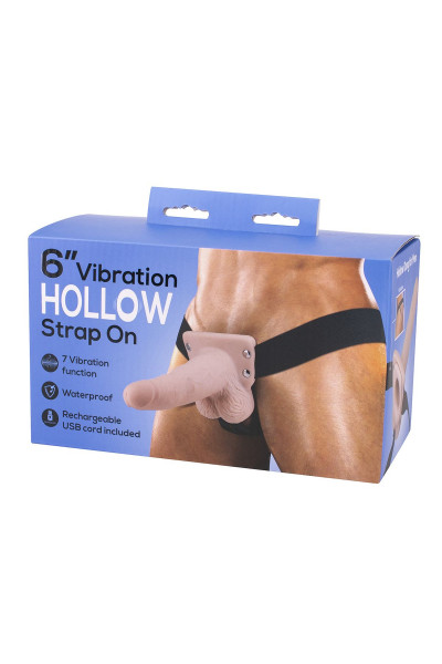 Полый страпон с вибрацией 6″ Vibration Hollow Strap-on - 17 см.