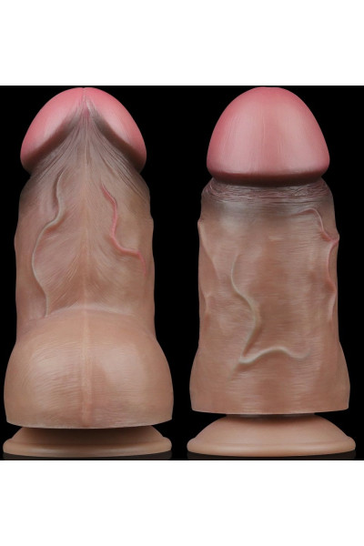 Коричневый фаллоимитатор 7.0 Dual Layered Platinum Silicone Cock - 18,2 см.