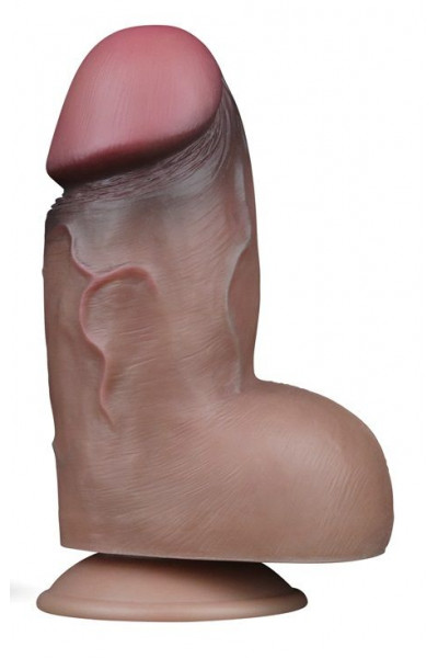 Коричневый фаллоимитатор 7.0 Dual Layered Platinum Silicone Cock - 18,2 см.