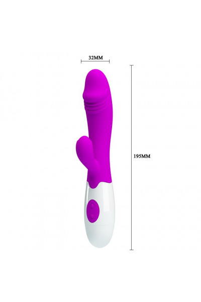 Лиловый вибратор Snappy с клиторальным отростком - 19,5 см.
