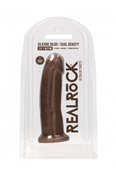 Коричневый фаллоимитатор без мошонки Silicone Dildo Without Balls - 19,2 см.