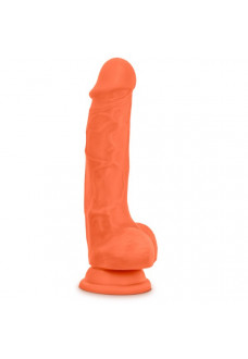 Оранжевый фаллоимитатор 7.5 Inch Silicone Dual Density Cock with Balls - 19 см.