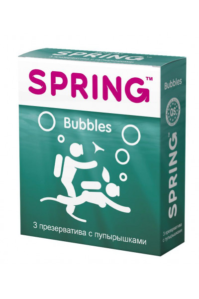 Презервативы SPRING BUBBLES с пупырышками - 3 шт.