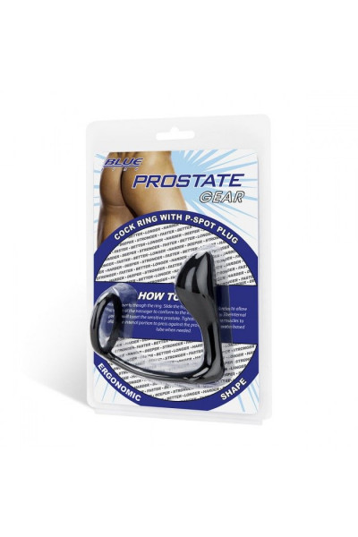 Стимулятор простаты с фиксацией эрекционным кольцом Prostate Gear