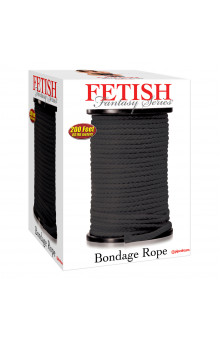 Черная веревка для связывания Bondage Rope - 60,9 м.