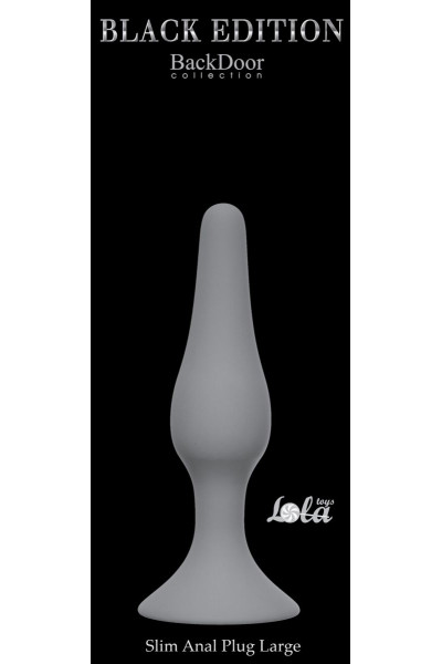 Светло-серая анальная пробка Slim Anal Plug Large - 12,5 см.