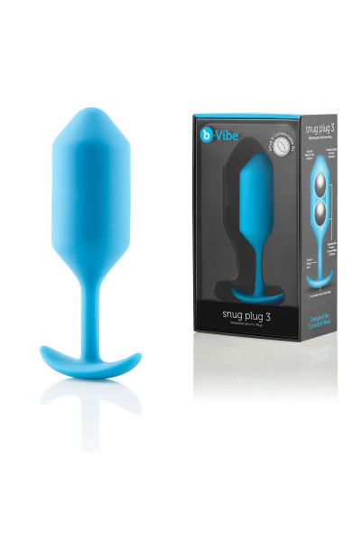 Голубая пробка для ношения B-vibe Snug Plug 3 - 12,7 см.