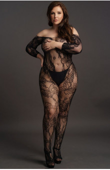 Красивый ажурный кэтсьюит с доступом Lace Sleeved Bodystocking