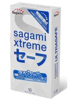 Презервативы Sagami Xtreme Ultrasafe с двойным количеством смазки - 10 шт.