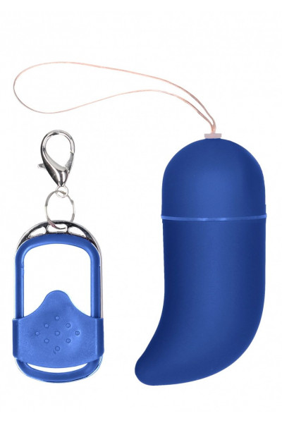 Синее виброяйцо Medium Wireless Vibrating G-Spot Egg с пультом - 7,5 см.