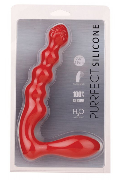 Красный силиконовый стимулятор PURRFECT SILICONE - 19 см.