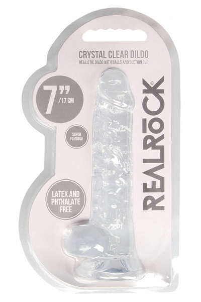 Прозрачный фаллоимитатор Realrock Crystal Clear 7 inch - 19 см.