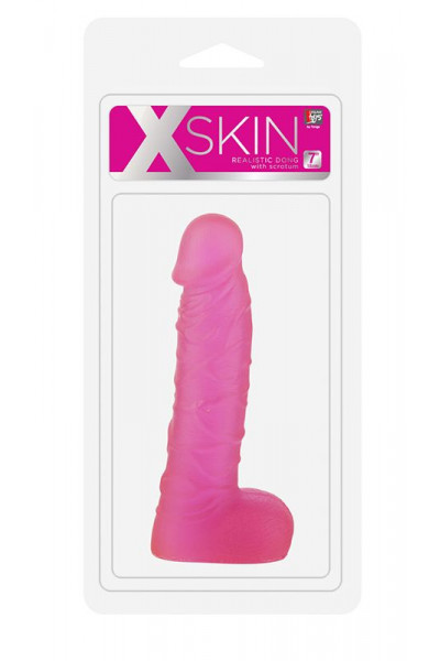 Розовый фаллоимитатор XSKIN 7 PVC DONG TRANSPARENT PINK - 18 см.