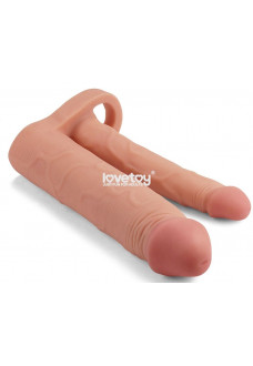 Телесная насадка для двойного проникновения Add 2 Pleasure X Tender Double Penis Sleeve - 20 см.