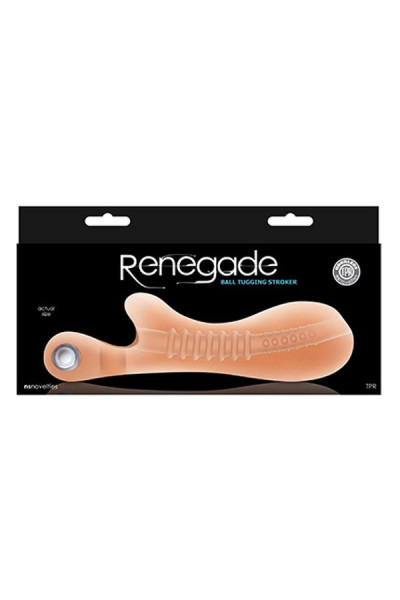 Телесный мастурбатор с вибростимулятором мошонки Renegade Ball Tugging Stroker