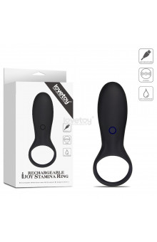 Черное эрекционное виброкольцо IJOY Rechargeable Stamina Ring