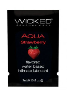 Лубрикант с ароматом клубники Wicked Aqua Strawberry - 3 мл.