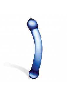 Синий изогнутый фаллоимитатор Curved G-Spot Glass Dildo - 16 см.