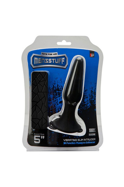 Чёрная вибропробка MENZSTUFF 5INCH SLIM INTRUDER BUTT PLUG - 13 см.