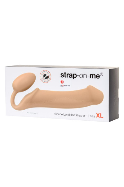 Телесный безремневой страпон Silicone Bendable Strap-On XL