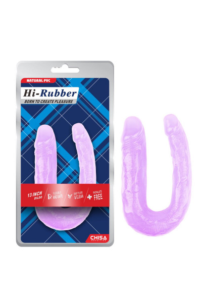 Фиолетовый двусторонний фаллоимитатор Hi-Rubber - 34 см.