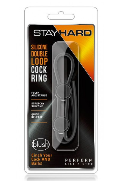 Черное двойное эрекционное лассо Silicone Double Loop Cock Ring